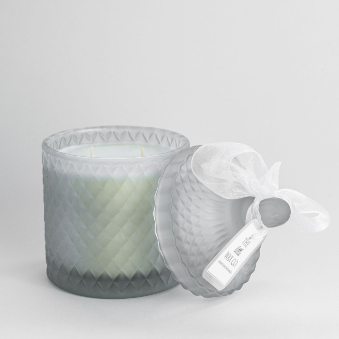 Candle Large Diamond Midnight Grey The Little Wax Company